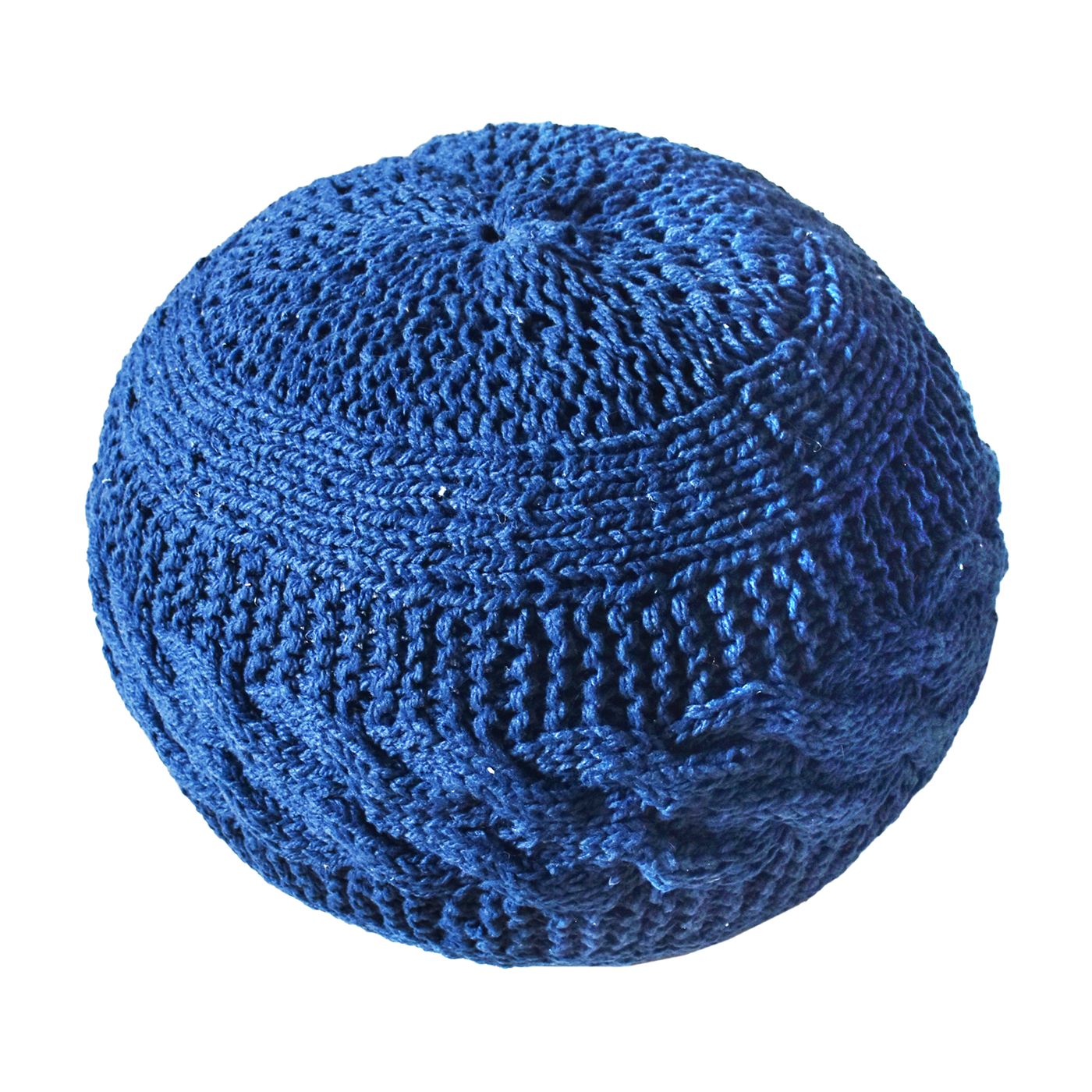 Onyx Pouf, Pet, Navy, Hm Knitted, Flat Weave 