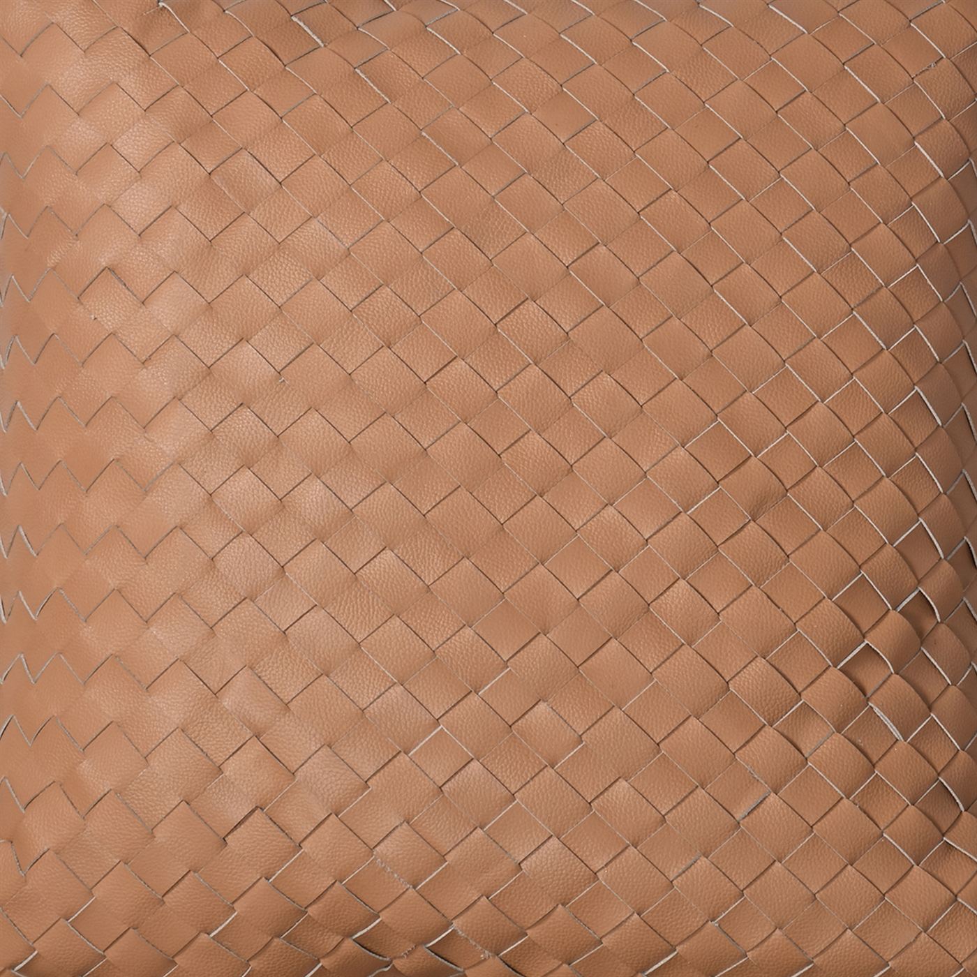 Opava Cushion, Leather, Beige, Hm Stitching, Flat Weave 