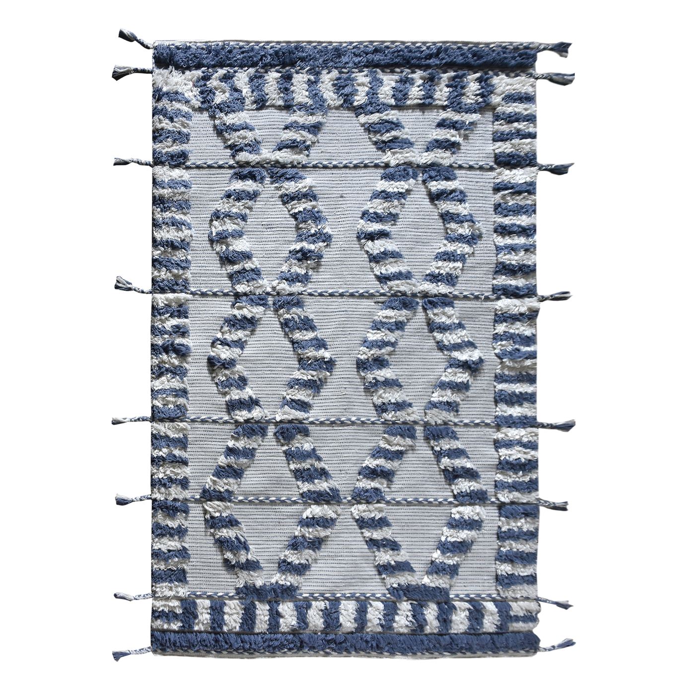 Area Rug, Bedroom Rug, Living Room Rug, Living Area Rug, Indian Rug, Office Carpet, Office Rug, Shop Rug Online, Pet, Natural White, Blue, Hand woven, All Loop, Geometrical