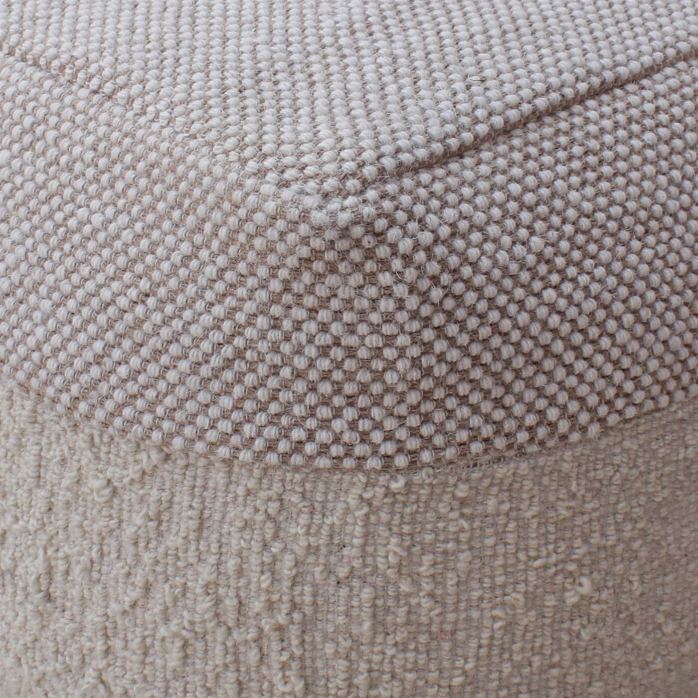 Orsis Pouf, Wool, Polyester, Natural White, Beige, Hand woven, All Loop 