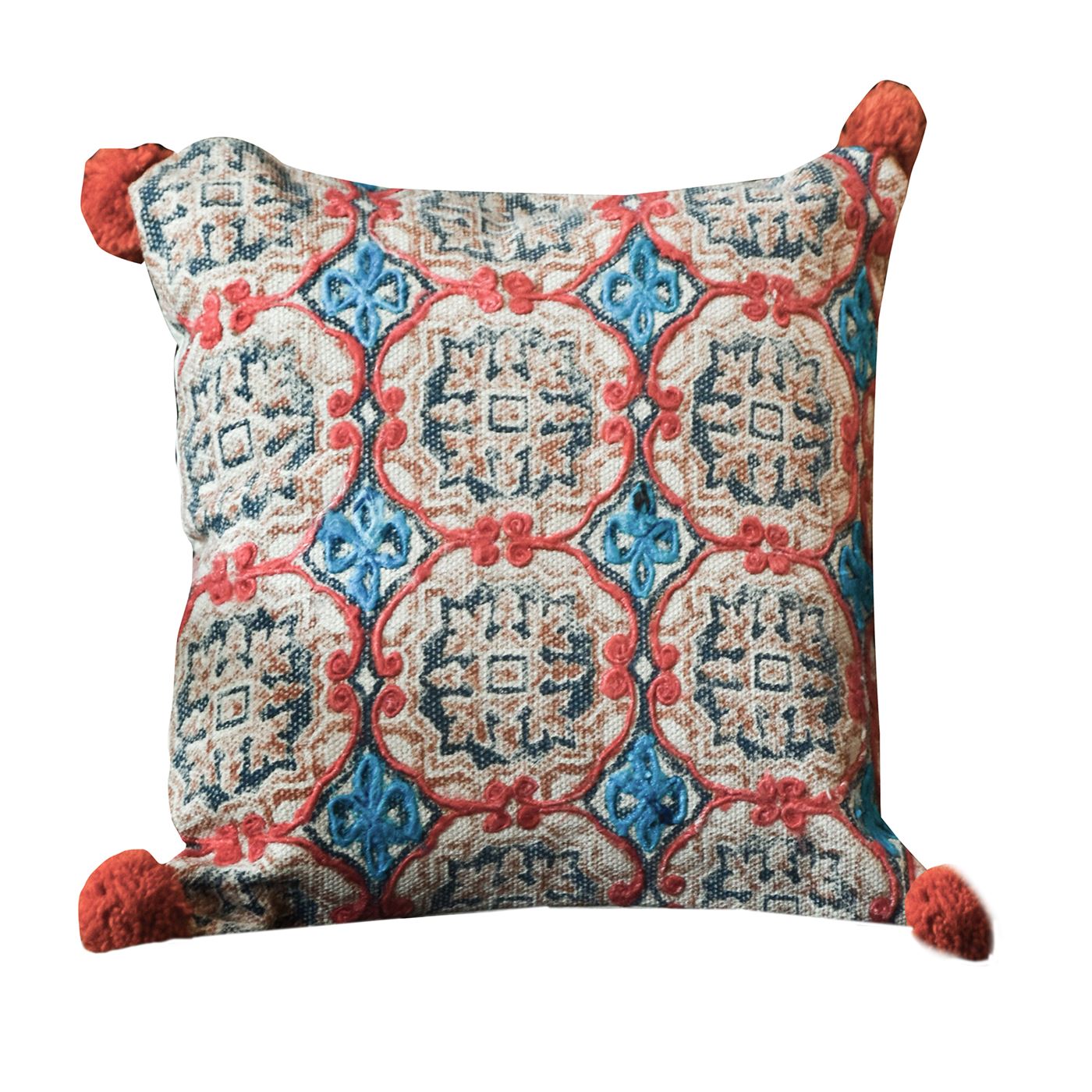 Ortiz Pillow, Cotton, Printed, Polyester, Multi, Pitloom, Flat Weave
