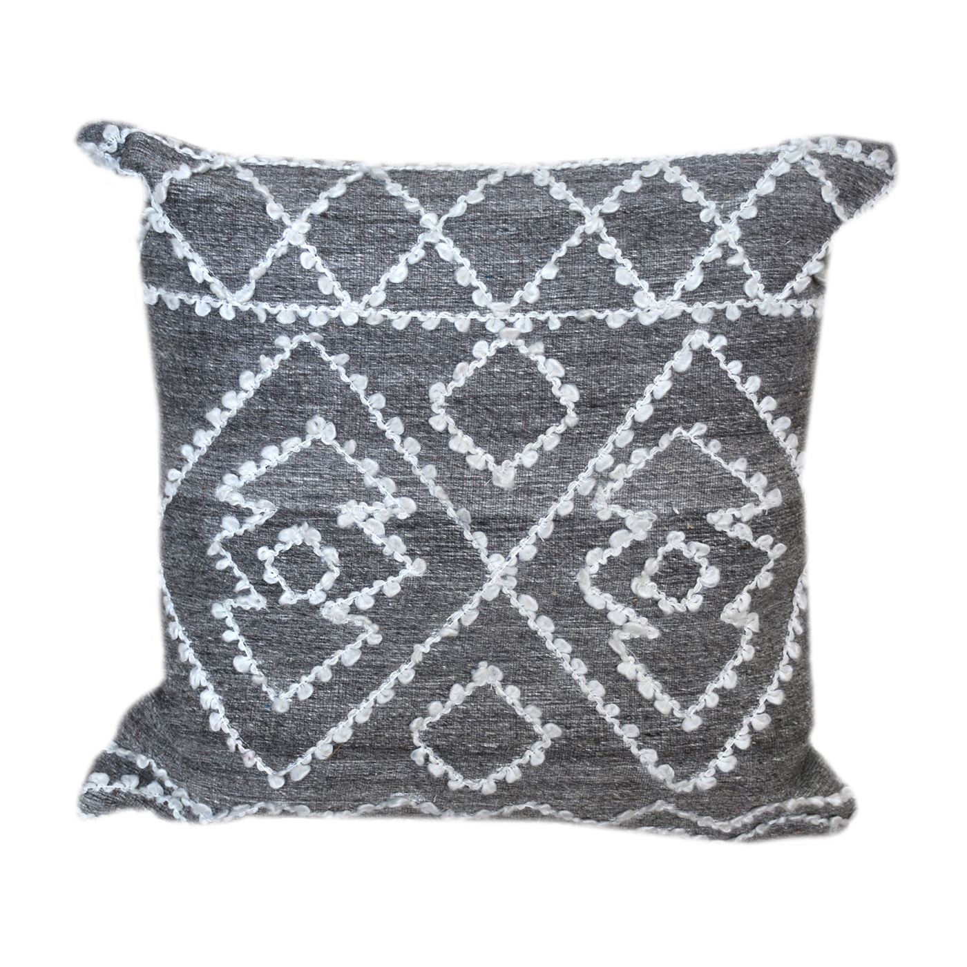 Orto Pillow, Wool, Viscose, Pet, Grey