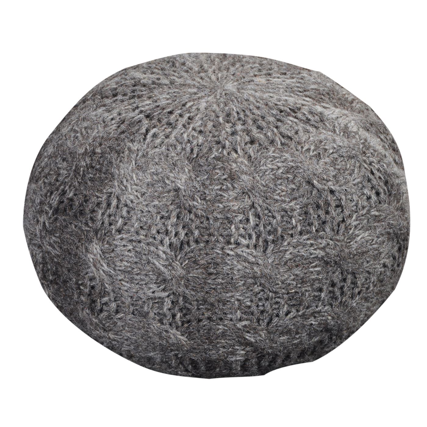 Oslo Round Pouf, Wool, Linen, Hm Knitted, Flat Weave 