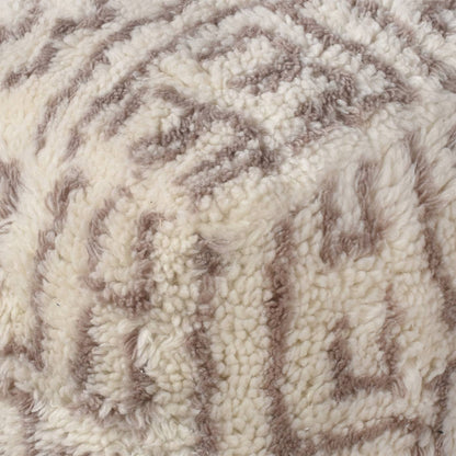 Otira Pouf, 40x40x40 cm, Natural White, Beige, NZ Wool, Table Tufted, Bm Sn, All Cut