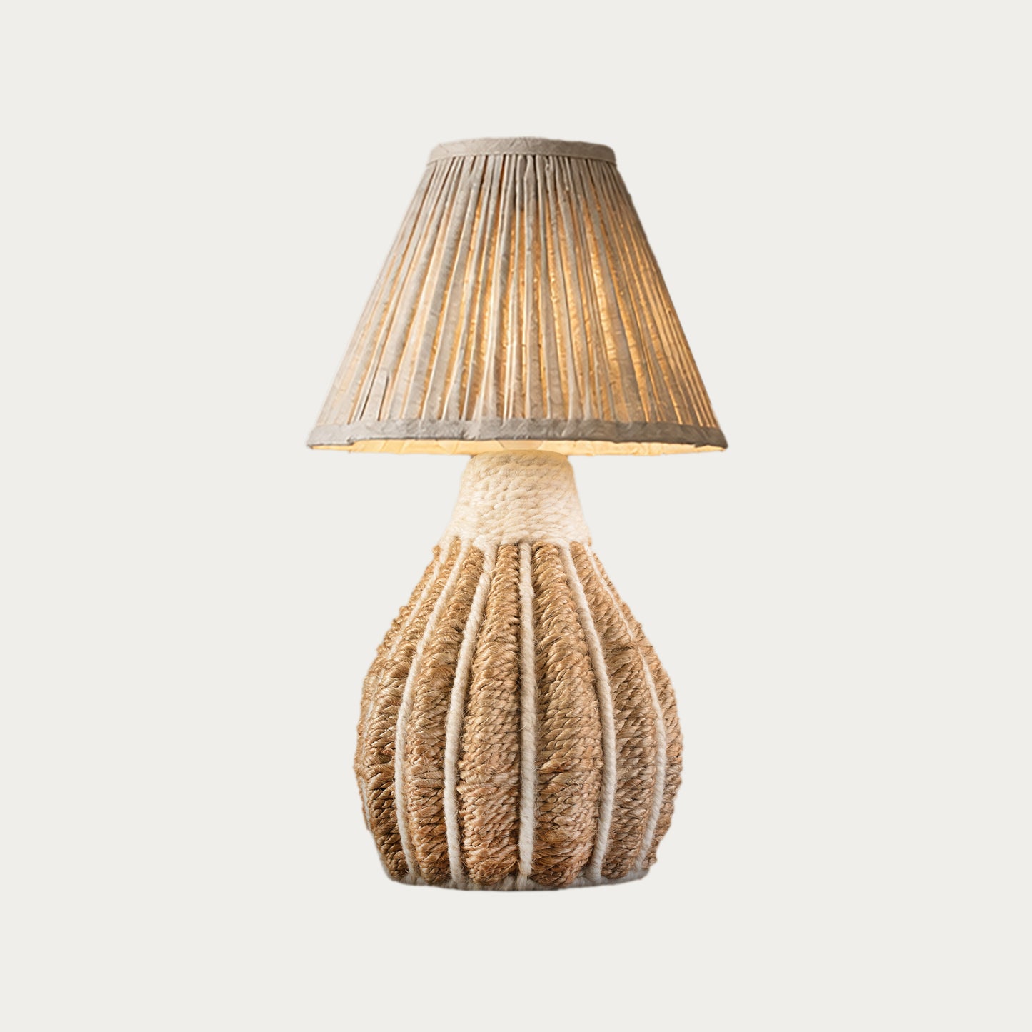 ORBIX TABLE LAMP - NATURAL/IVORY - HAND MADE - JUTE/WOOL