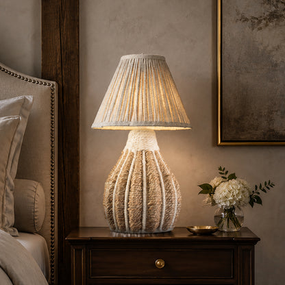 ORBIX TABLE LAMP - NATURAL/IVORY - HAND MADE - JUTE/WOOL