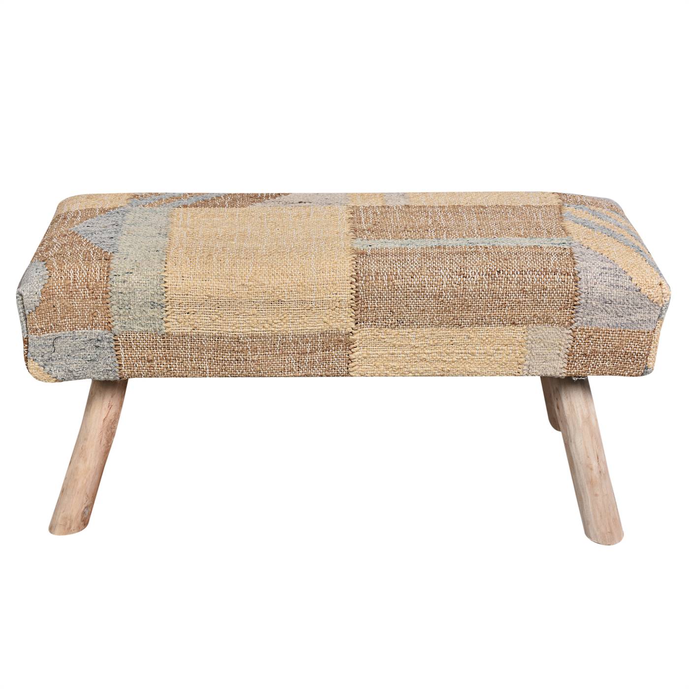 Palco Bench, 80x30x40 cm, Natural, Natural White, Jute, Wool, Hand Woven, Punja, Flat Weave