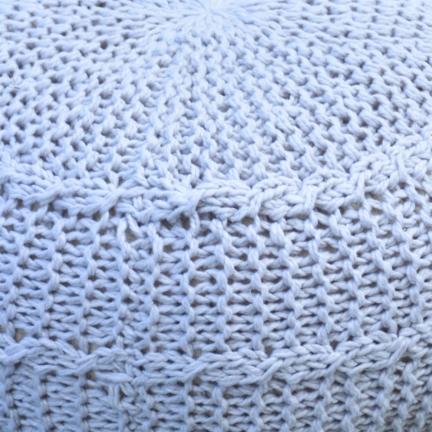Palmas Pouf, Pet, Natural White, Hm Knitted, Flat Weave 