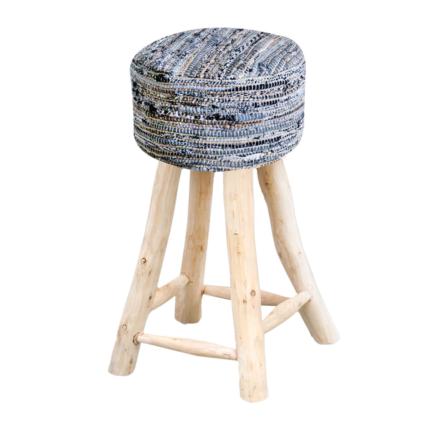 Palo Bar Stool, Jute, Recycled Fabric, Grey, 