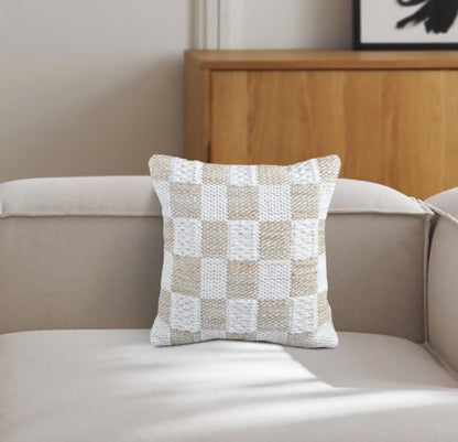 PANHAME CUSHION - JUTE/WOOL - IVORY/NATURAL - HANDWOVEN