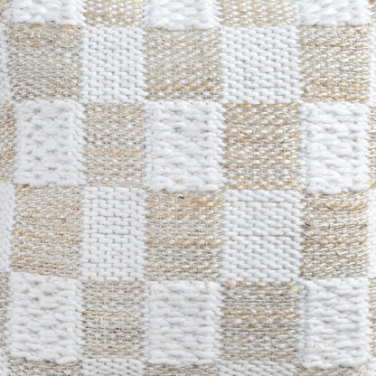 PANHAME CUSHION - JUTE/WOOL - IVORY/NATURAL - HANDWOVEN