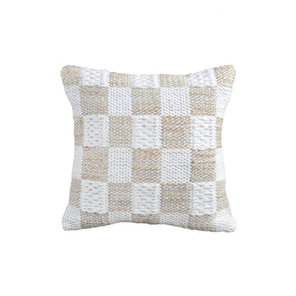 PANHAME CUSHION - JUTE/WOOL - IVORY/NATURAL - HANDWOVEN
