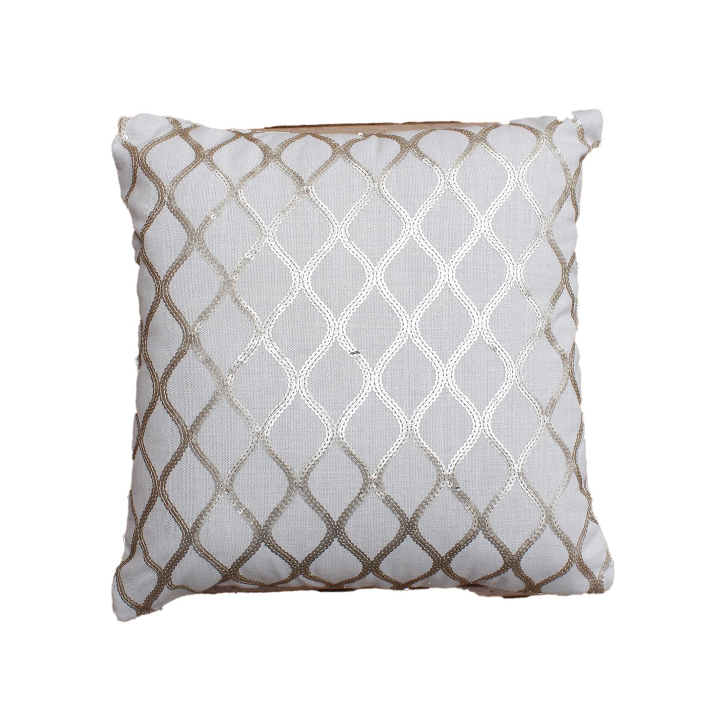 Pastor Cushion, Blended Fabric, Natural White, Gold, Machine Made, Flat Weave