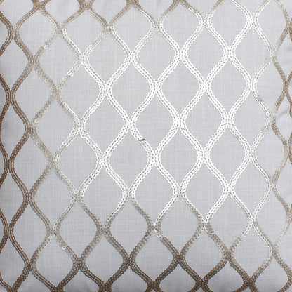 Pastor Cushion, Blended Fabric, Natural White, Gold, Machine Made, Flat Weave