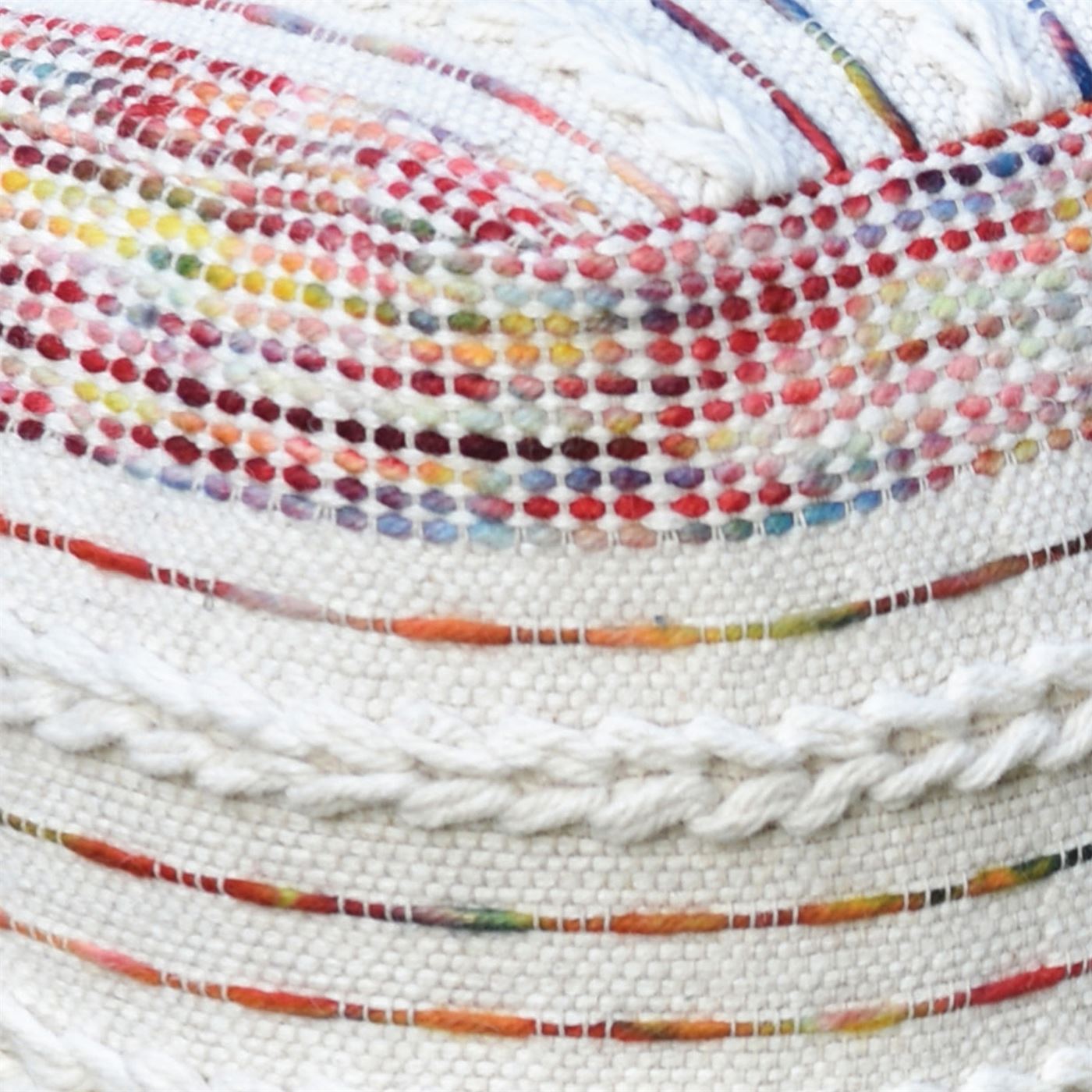 Patra Pouf, Wool, Natural White, Multi