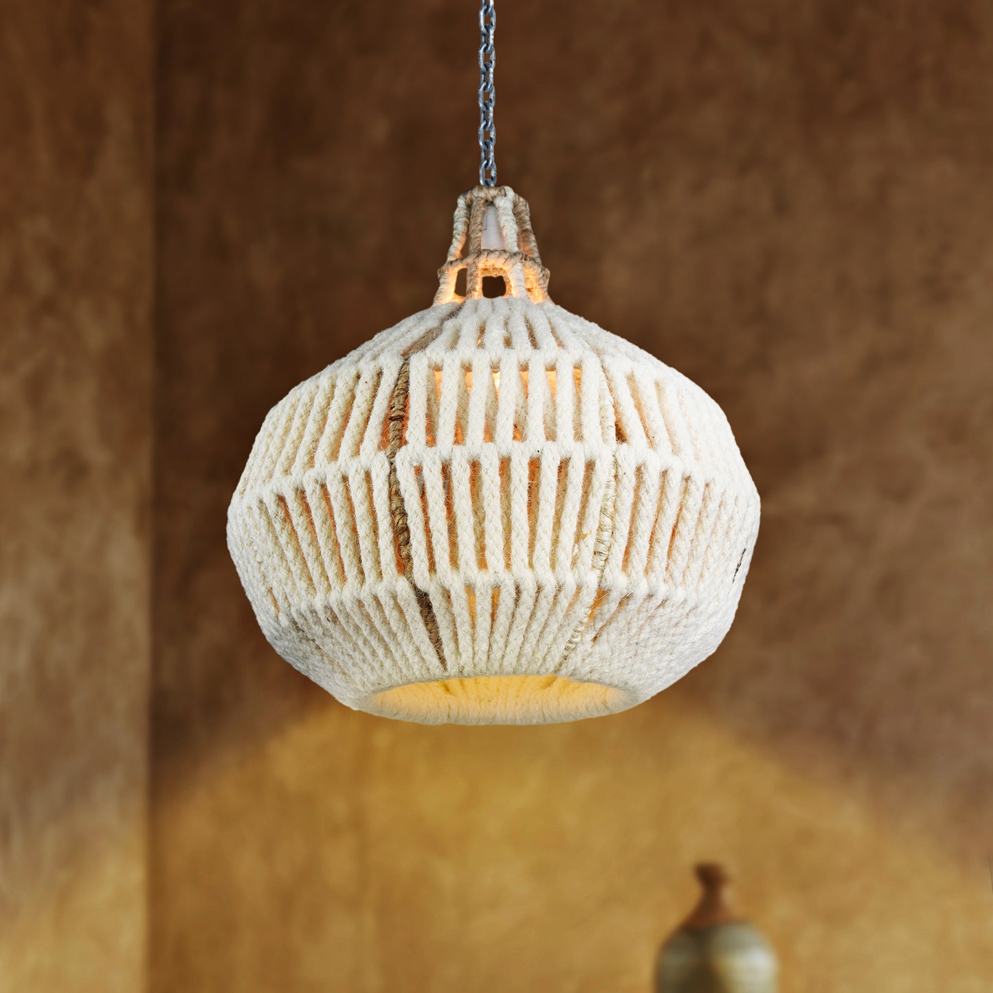 PAULICEIA LAMP - IVORY/NATURAL - HAND MADE - WOOL + JUTE
