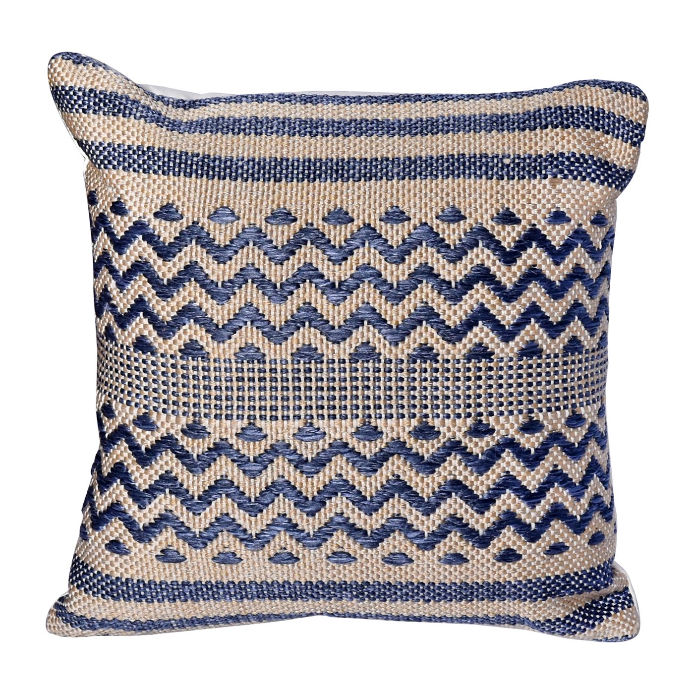 Pazar Pillow, Polypropylene, Beige, Navy, Pitloom, Flat Weave