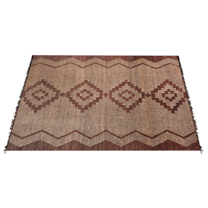 Area Rug, Bedroom Rug, Living Room Rug, Living Area Rug, Indian Rug, Office Carpet, Office Rug, Shop Rug Online, Jute, Leather, Natural, Brown, Punja, Flat Weave, geometric