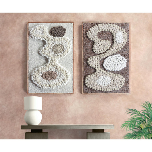 PHELIM WALL ART AND PALLOMA WALL ART - BROWN/BEIGE/IVORY - HANDMADE - WOOL MDF