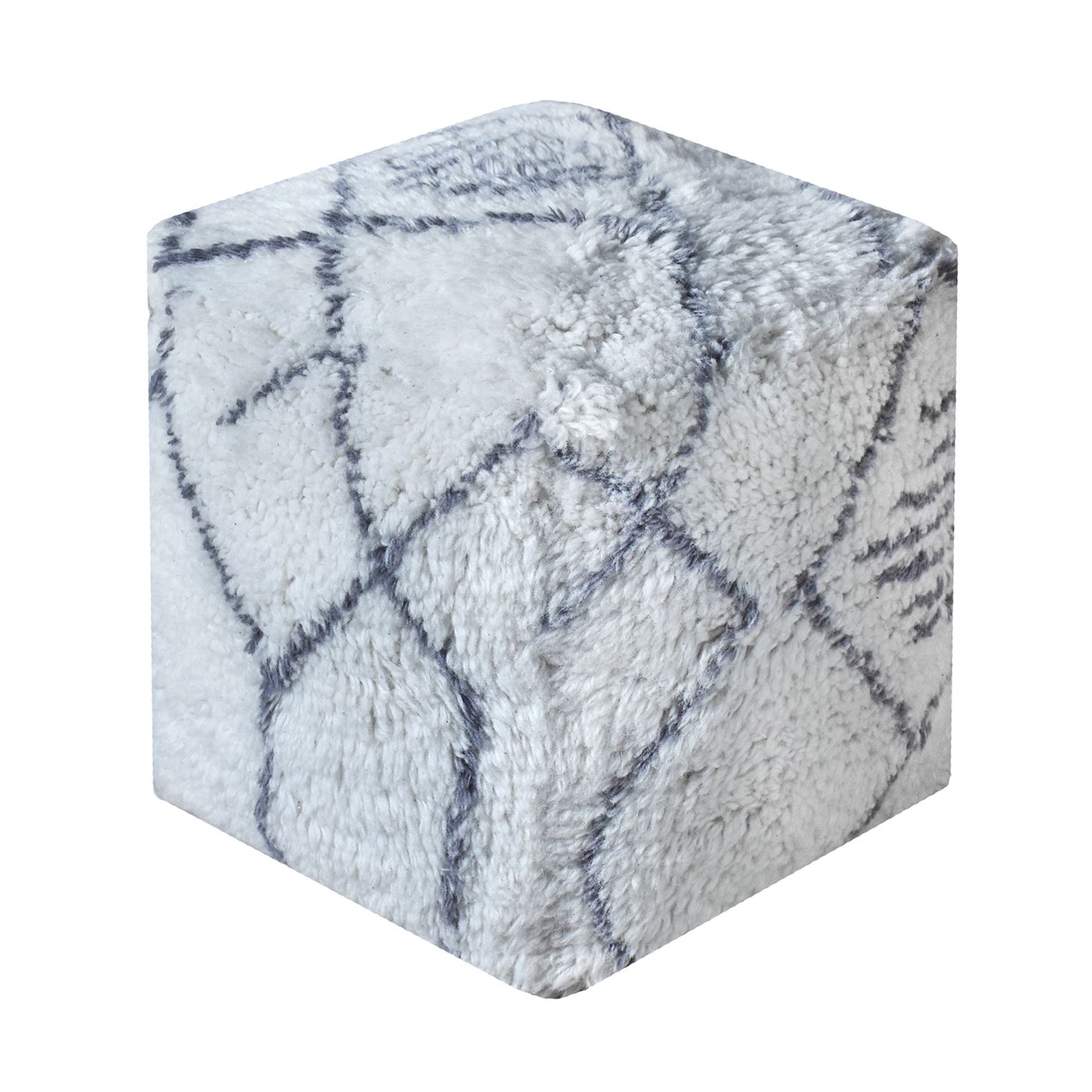 Pierre Pouf, Nz Wool, Natural White, Grey, Bm Sn, All Cut 