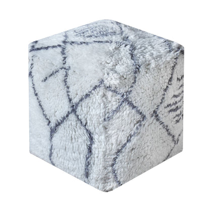 Pierre Pouf, Nz Wool, Natural White, Grey, Bm Sn, All Cut 