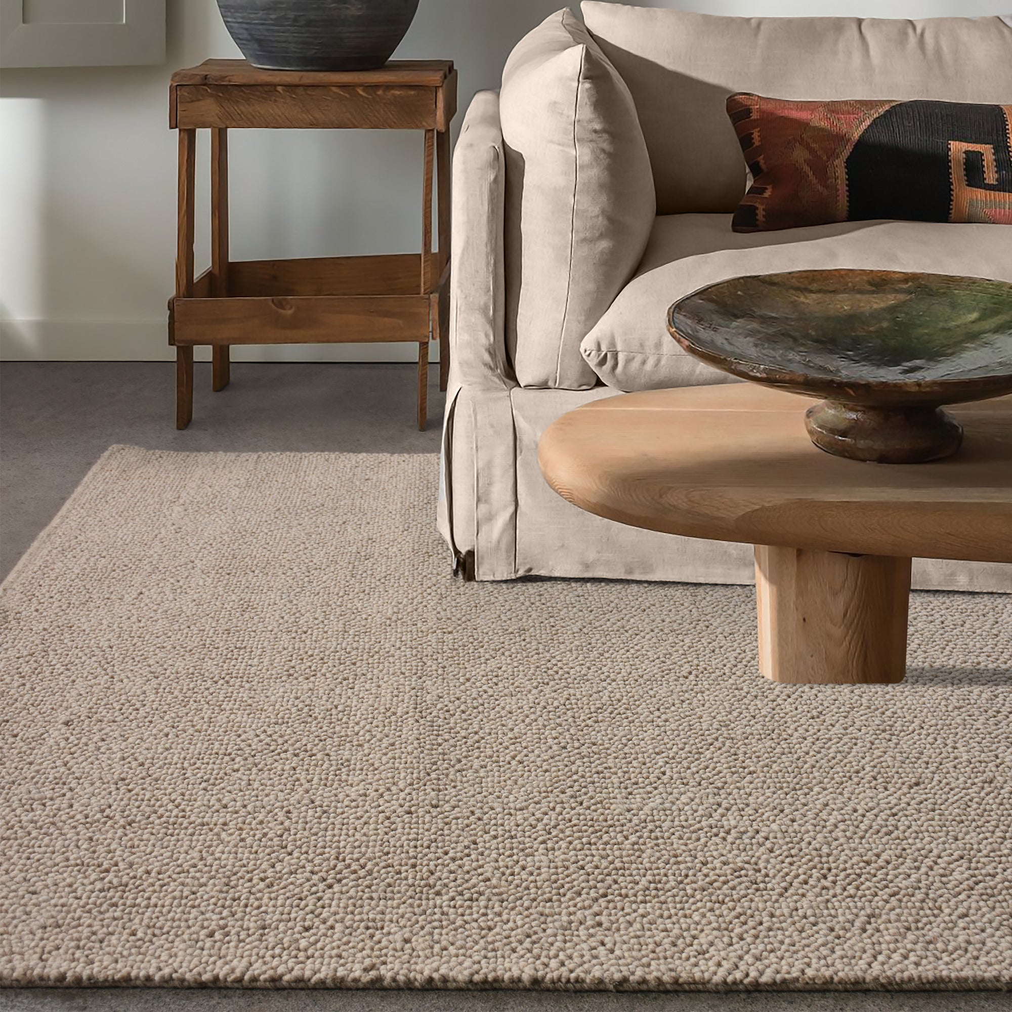 POPCORN WEAVE SOLID RUG - WOOL - LIGHT BEIGE – The Rug Republic