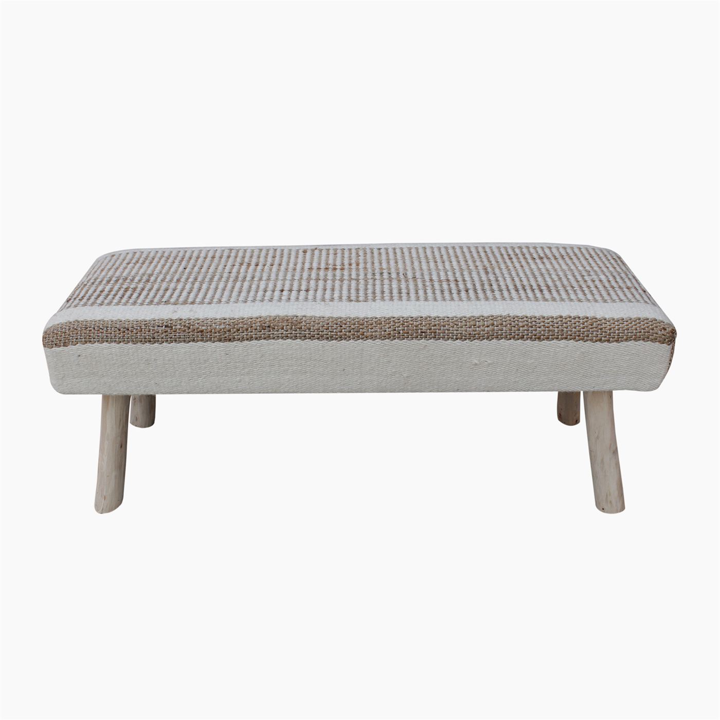 Potsdam Bench, Jute, Wool, Natural, Natural White, Pitloom, Flat Weave