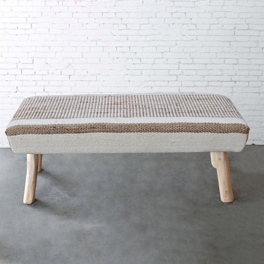 Potsdam Bench, Jute, Wool, Natural, Natural White, Pitloom, Flat Weave