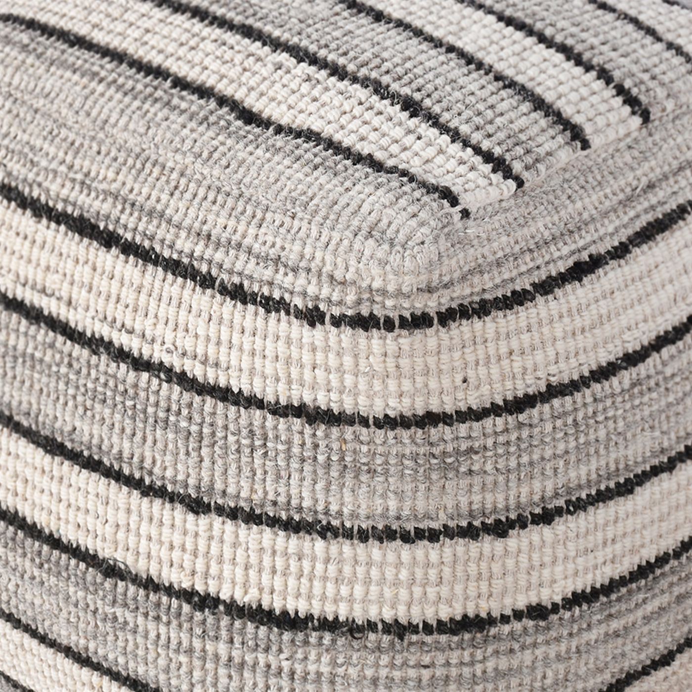 Prato Pouf, Wool, Natural White, Grey, Charcoal, Hand woven, Flat Weave 