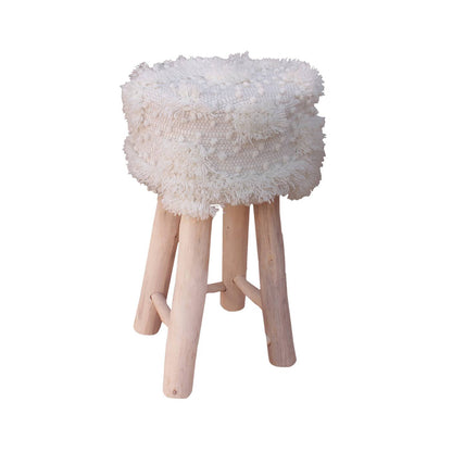 Parkin Bar Stool, 40x40x70 cm, Natural White, NZ Wool, Hand Woven, Pitloom, Flat Weave