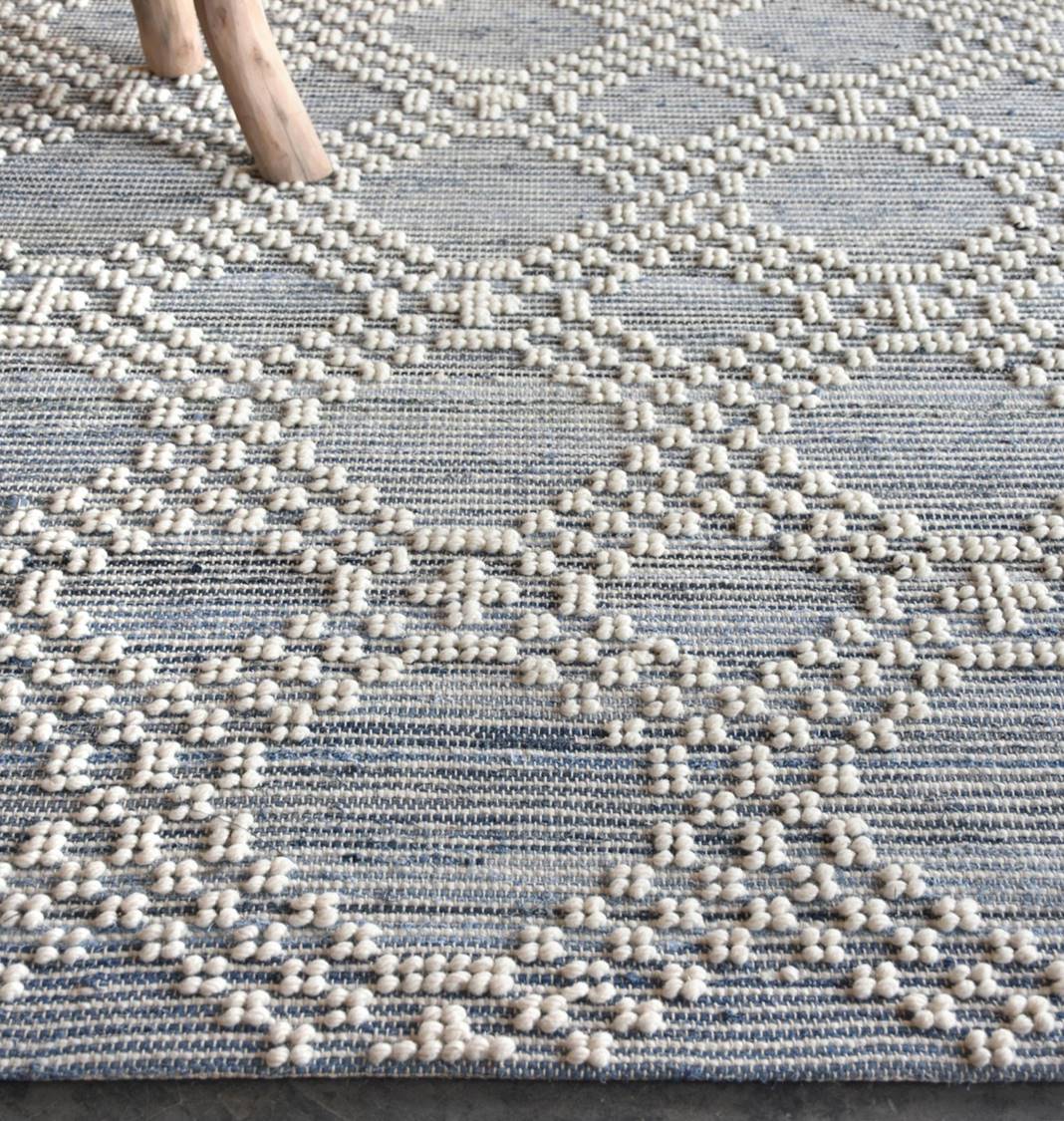 NASHVILLE RUG - BLUE/NATURAL WHITE - WOOL/DENIM