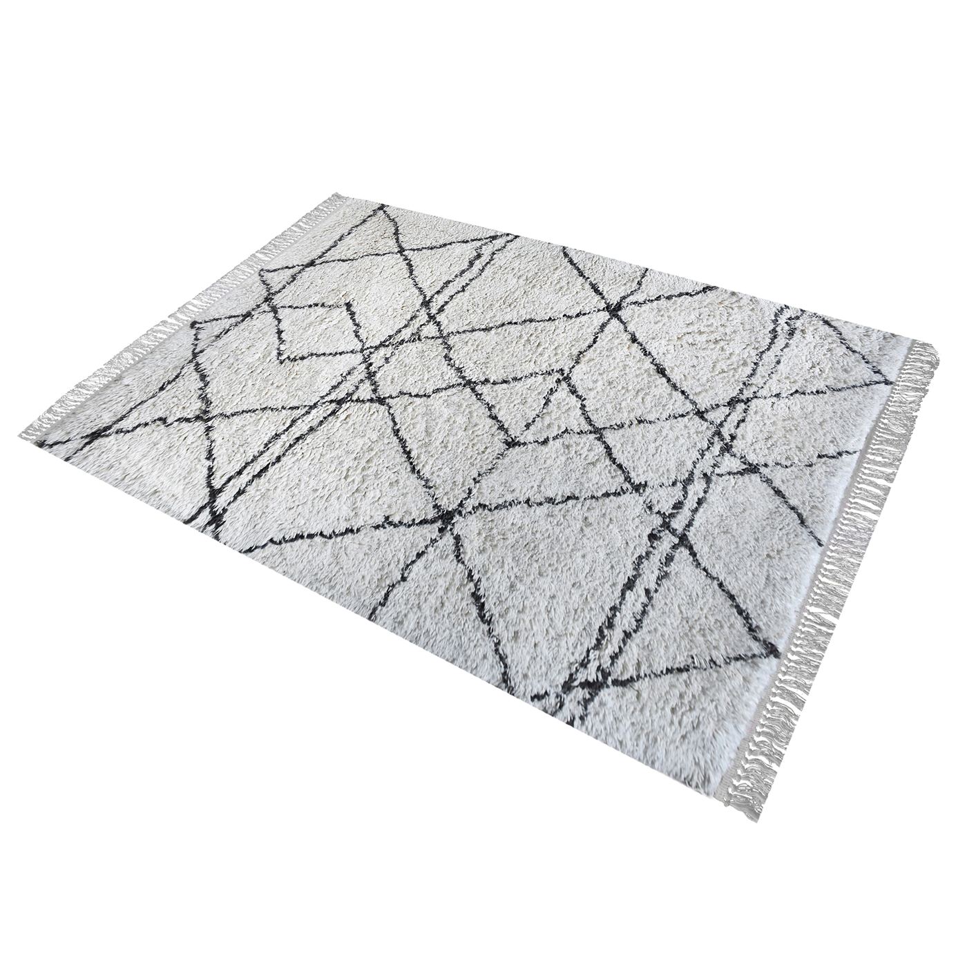 Area Rug, Bedroom Rug, Living Room Rug, Living Area Rug, Indian Rug, Office Carpet, Office Rug, Shop Rug Online, Cotton, Natural White, Charcoal, Bm Fn, All Cut, Geometrical