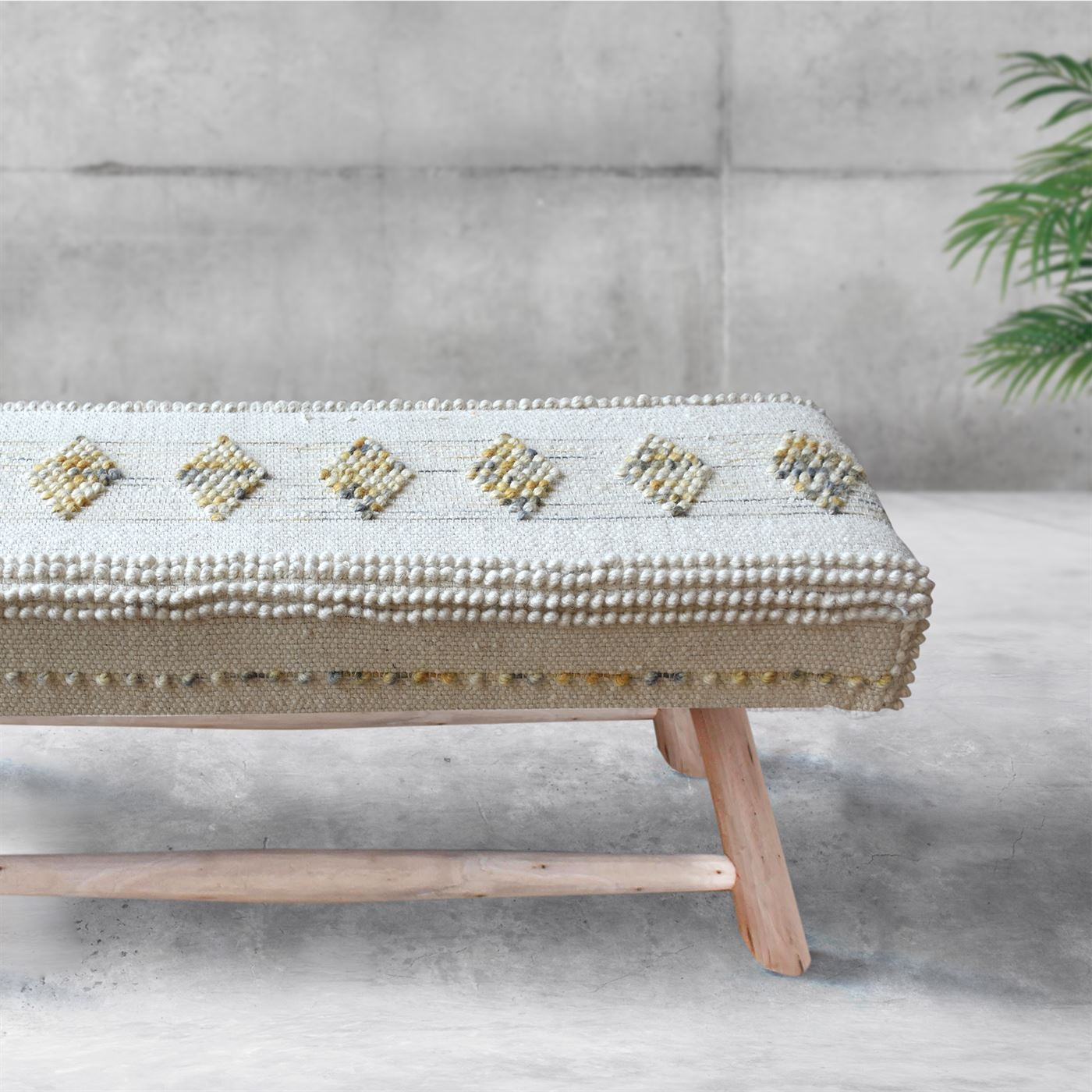 Ratize Bench, Wool, Natural, Pitloom, All Loop