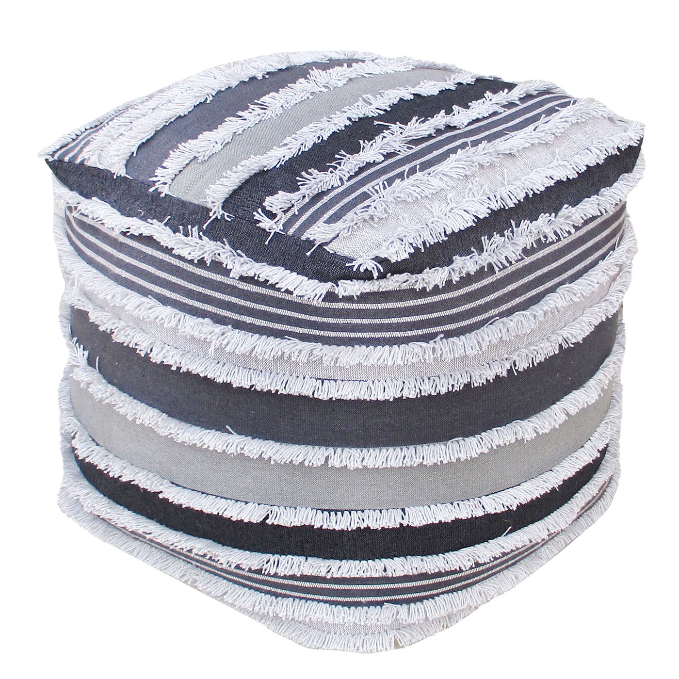 Rayen Pouf, Cotton, Grey, Bm Sn, All Cut 