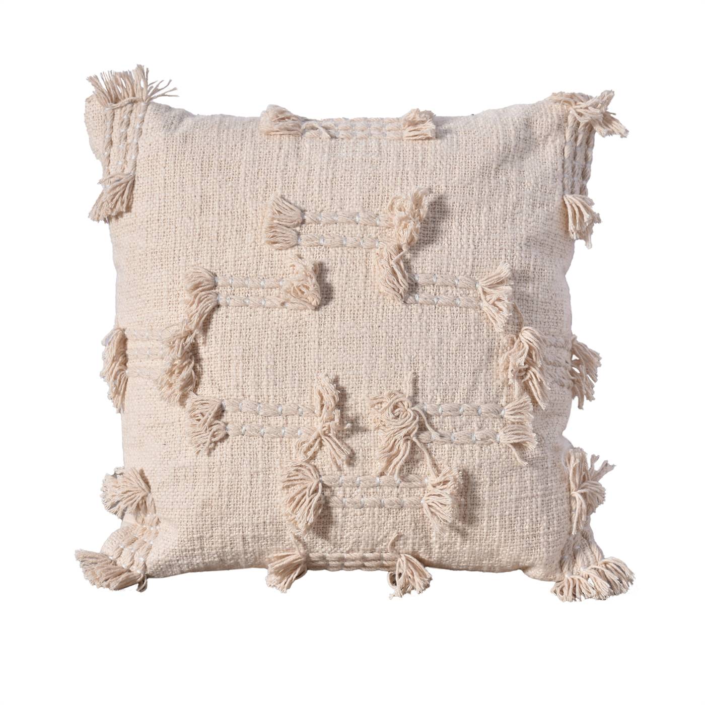 Reka Cushion, 45x45 cm, Natural White, Cotton, Hand Made, Hm Stitching, Flat Weave