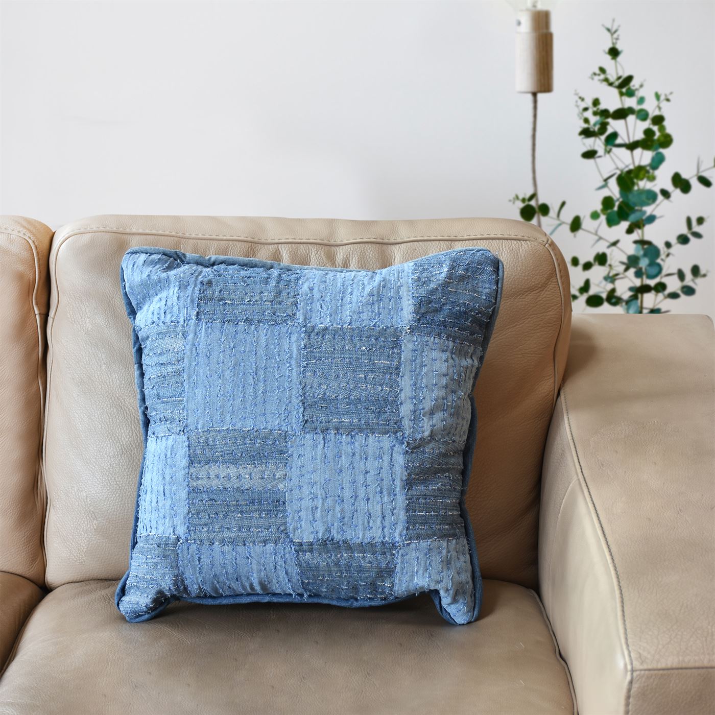 Ringe Pillow, Denim, Blue, Hm Stitching, Flat Weave
