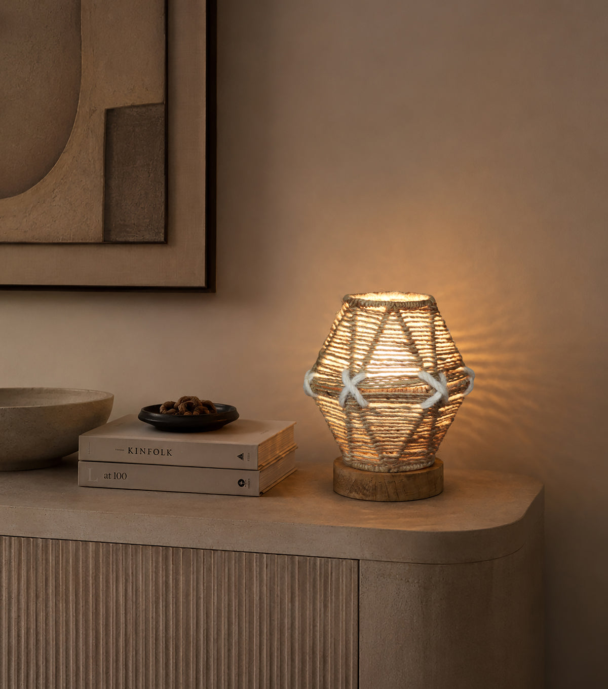 RIORA LAMP - NATURAL/IVORY - HAND MADE - JUTE/WOOL