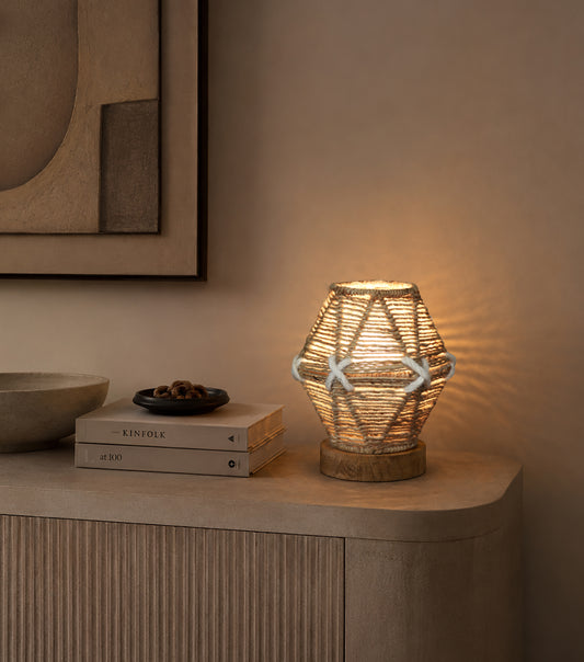 RIORA LAMP - NATURAL/IVORY - HAND MADE - JUTE/WOOL