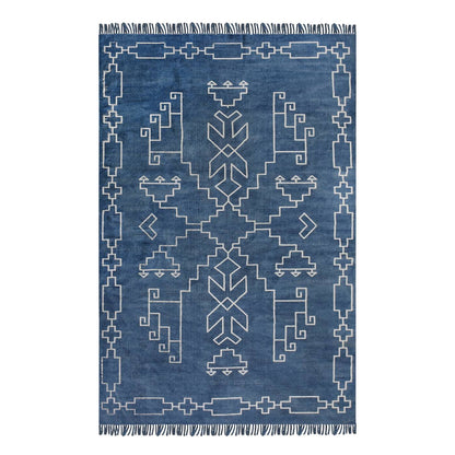 Area Rug, Bedroom Rug, Living Room Rug, Living Area Rug, Indian Rug, Office Carpet, Office Rug, Shop Rug Online, Blue, Natural White , Cotton, Hand Woven, Printed , Pitloom, Flat Weave, Intricate 