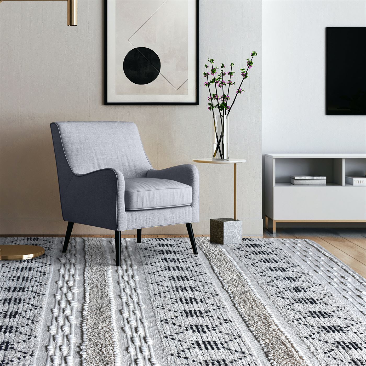 Area Rug, Bedroom Rug, Living Room Rug, Living Area Rug, Indian Rug, Office Carpet, Office Rug, Shop Rug Online, Cotton, Natural White, Black, Pitloom, Cut And Loop, Geometrical