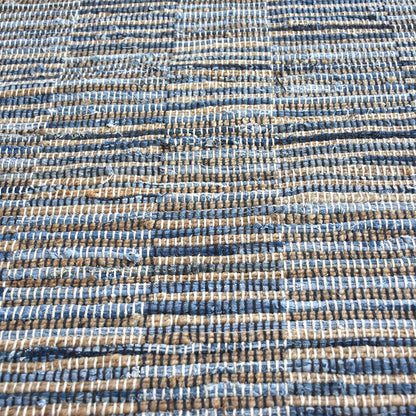 Area Rug, Bedroom Rug, Living Room Rug, Living Area Rug, Indian Rug, Office Carpet, Office Rug, Shop Rug Online, Hemp, Recycled Cotton, Blue, Natural, Pitloom, Flat Weave, Traditional