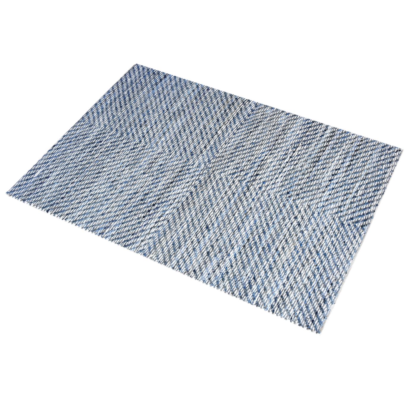 Area Rug, Bedroom Rug, Living Room Rug, Living Area Rug, Indian Rug, Office Carpet, Office Rug, Shop Rug Online, Denim, Polyester, Blue, Natural White, Pitloom, Flat Weave, Textured