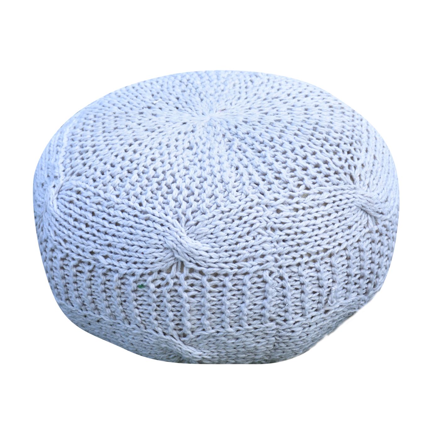 Romagna Pouf, Pet, Natural White, Hm Knitted, Flat Weave 