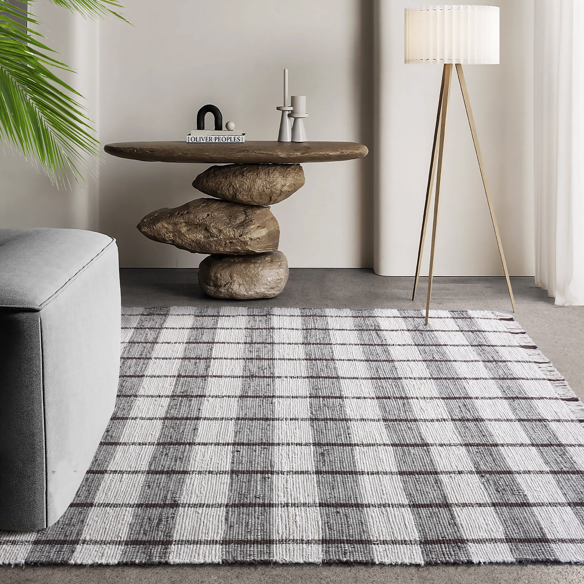 Ron Raz Rug RONALDSEY RUG - IVORY/BROWN - HAND WOVEN - COTTON DENIM – The Rug Republic