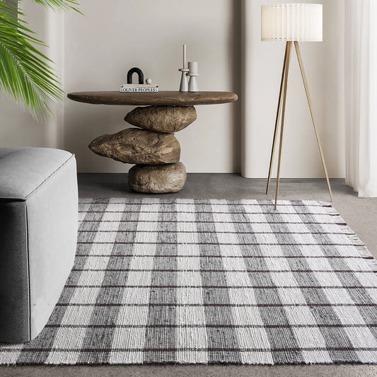 RONALDSEY RUG - IVORY/BROWN - HAND WOVEN - COTTON DENIM