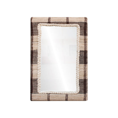 RONALDSEY WALL MIRROR - IVORY/BROWN - HAND WOVEN - MDF STRUCTURE - WOOL + COTTON DENIM