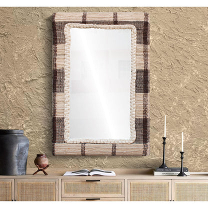RONALDSEY WALL MIRROR - IVORY/BROWN - HAND WOVEN - MDF STRUCTURE - WOOL + COTTON DENIM