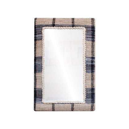 RONALDSEY WALL MIRROR - IVORY/BLUE - HAND WOVEN - MDF STRUCTURE - WOOL + COTTON DENIM