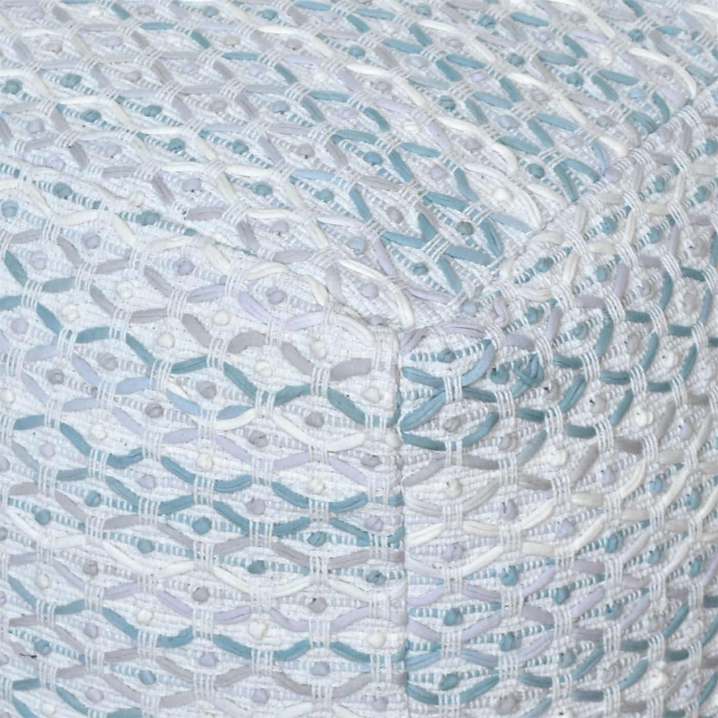 Rosita Pouf, Cotton, Natural White, Aqua, Grey, Pitloom, All Loop 
