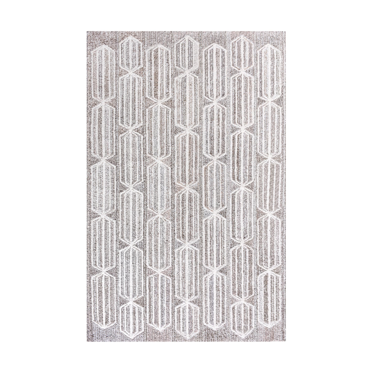 ROTAN RUG - BEIGE/WHITE - HAND TUFTED - COTTON DENIM/WOOL